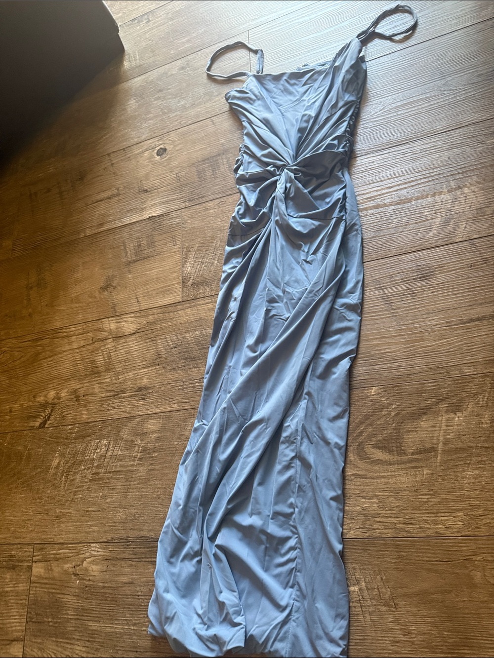 Women’s Light Blue Knot-Front Spaghetti Strap Dress